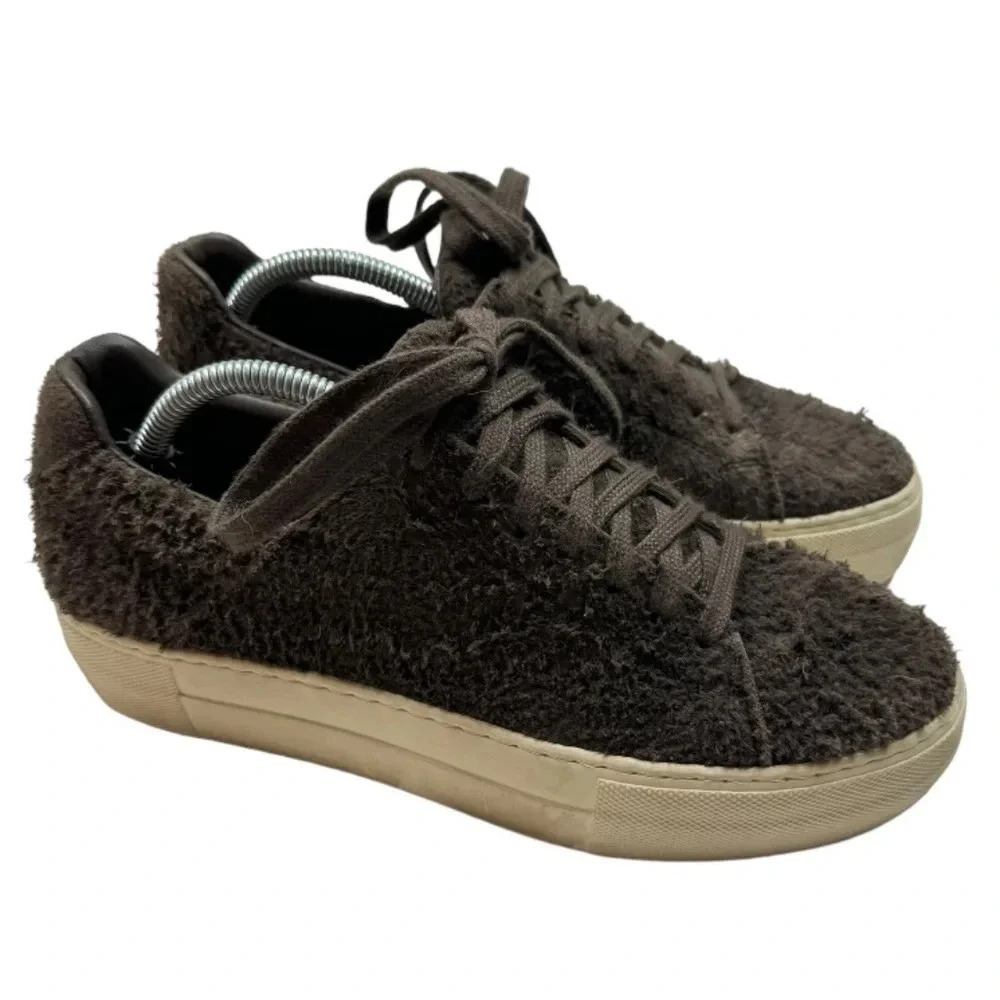 Helmut Lang Distressed Suede Platform Sneakers